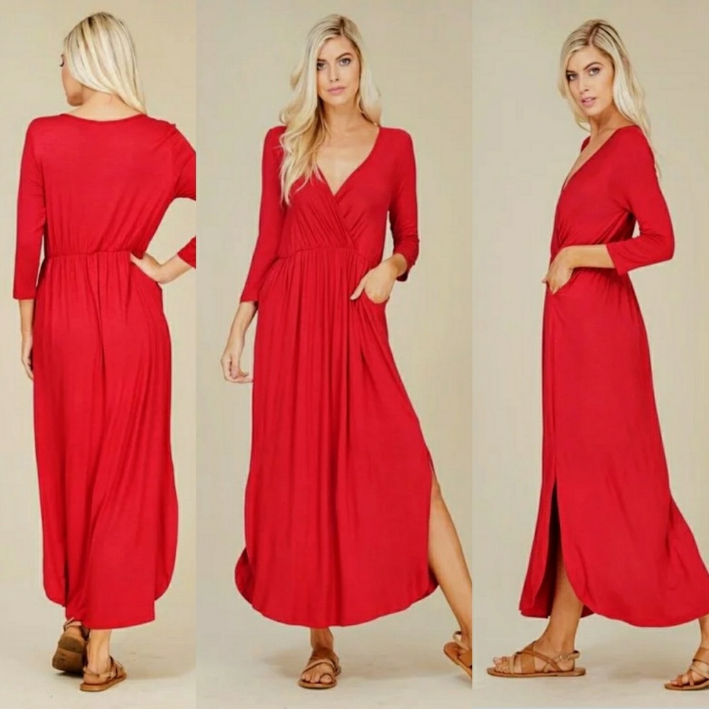 🌟V-Neck Side Slit Maxi Dress🌟